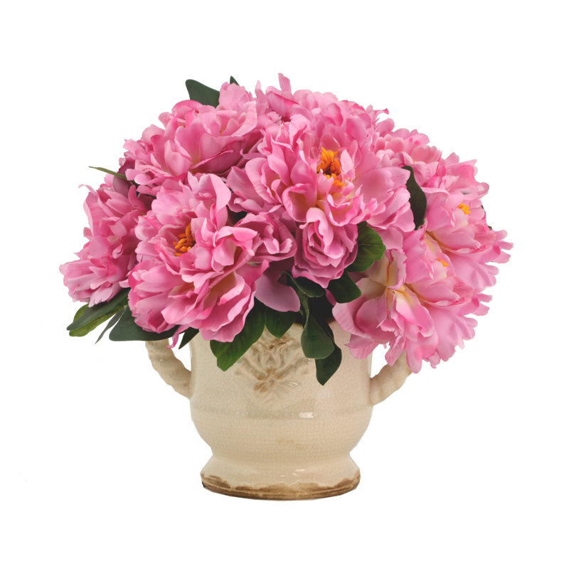 One Allium Way Faux Peony Arrangement Wayfair